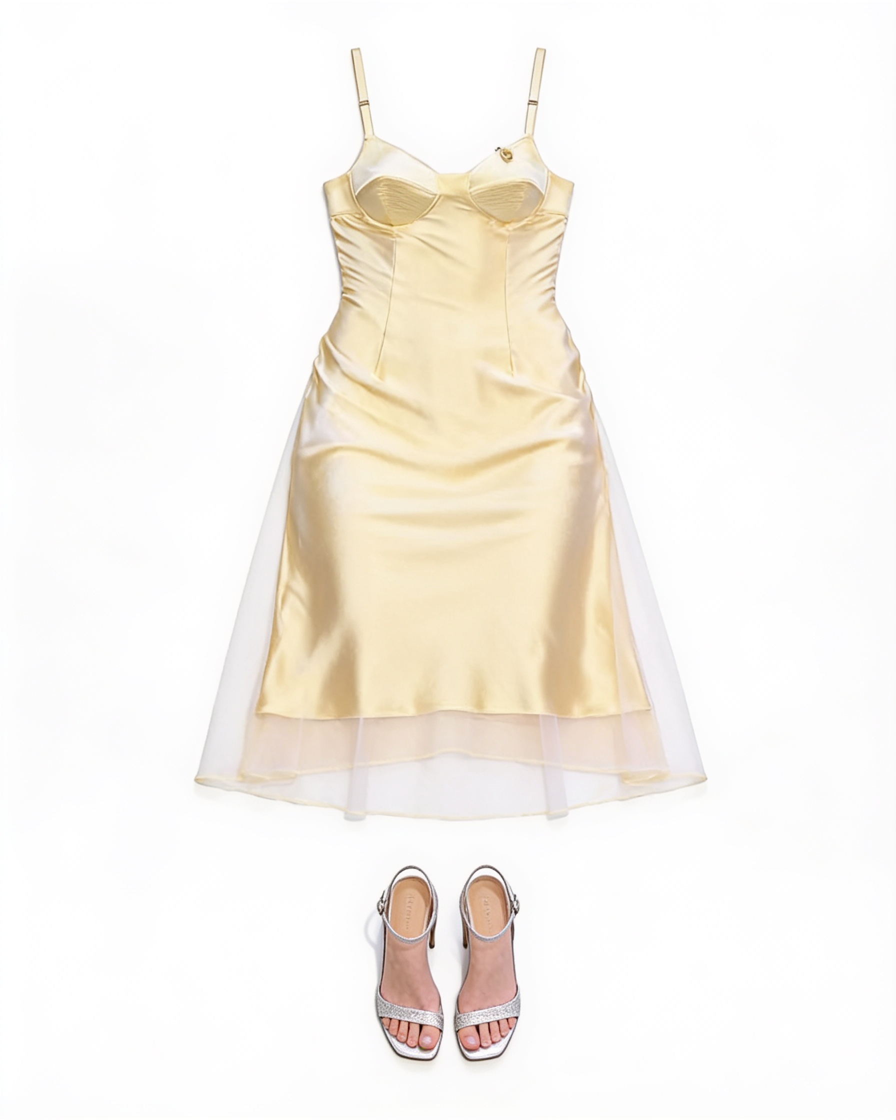 Gold satin midi dress