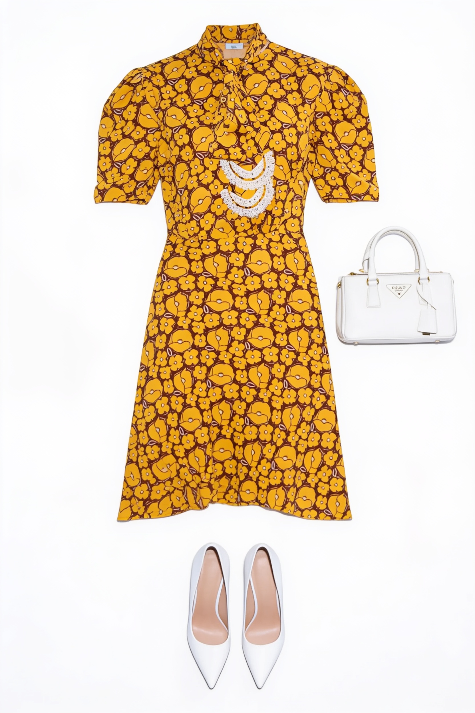 Mustard floral midi dress