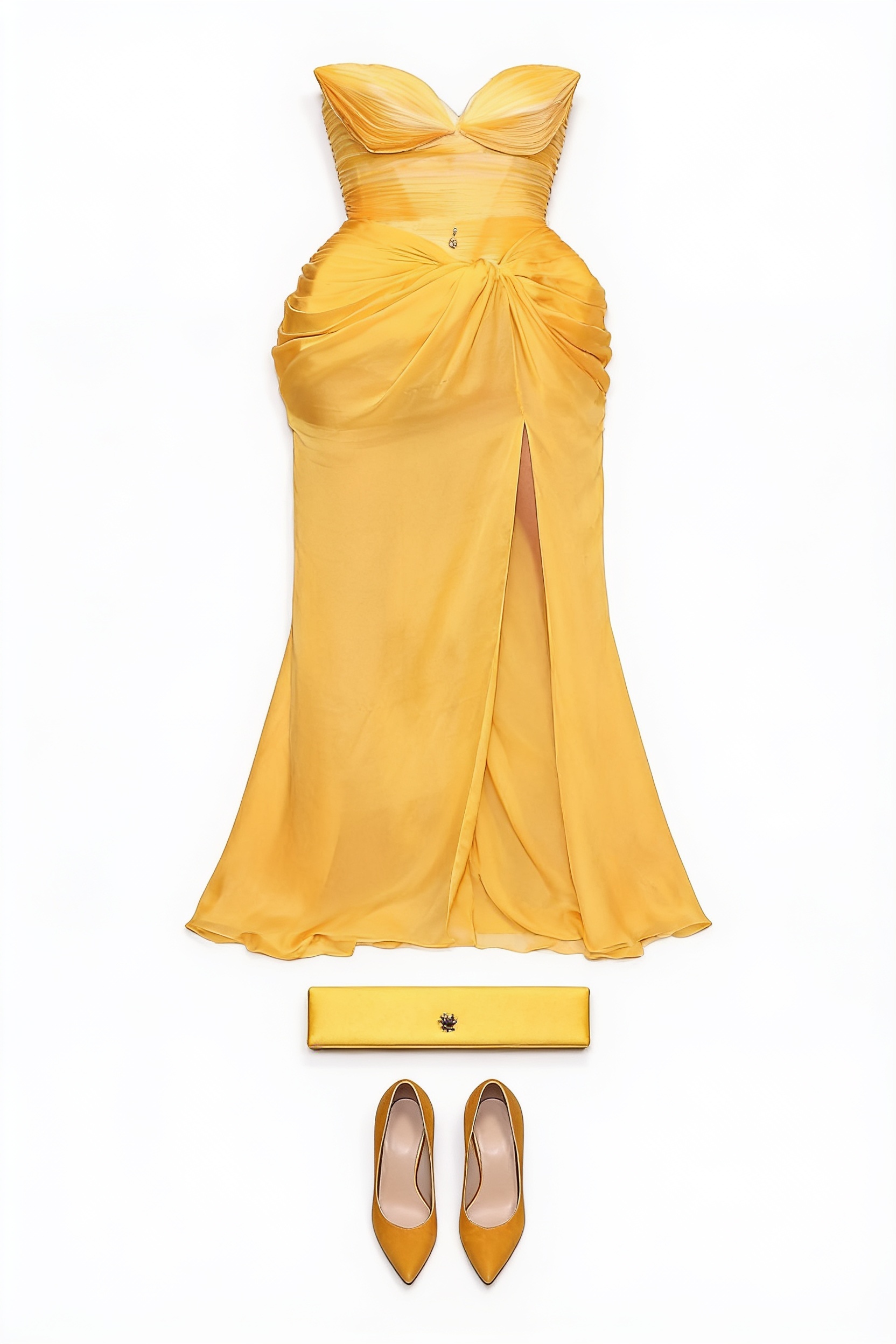 Golden-yellow corset gown