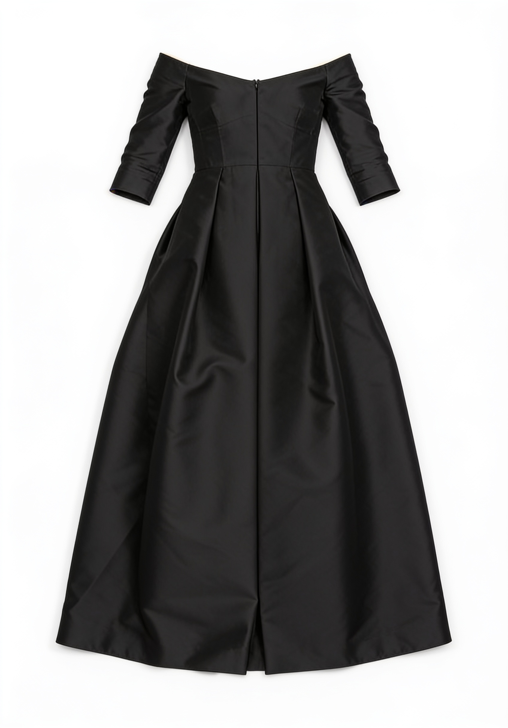 Black off-shoulder full-skirt gown