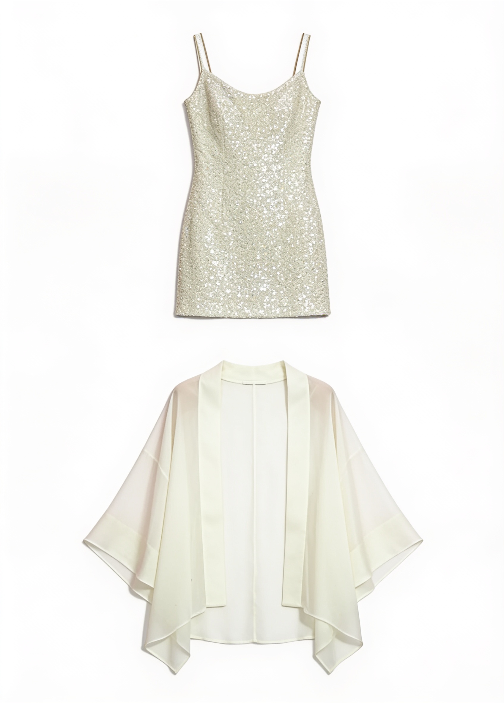 Ivory embellished camisole and flowing wrap