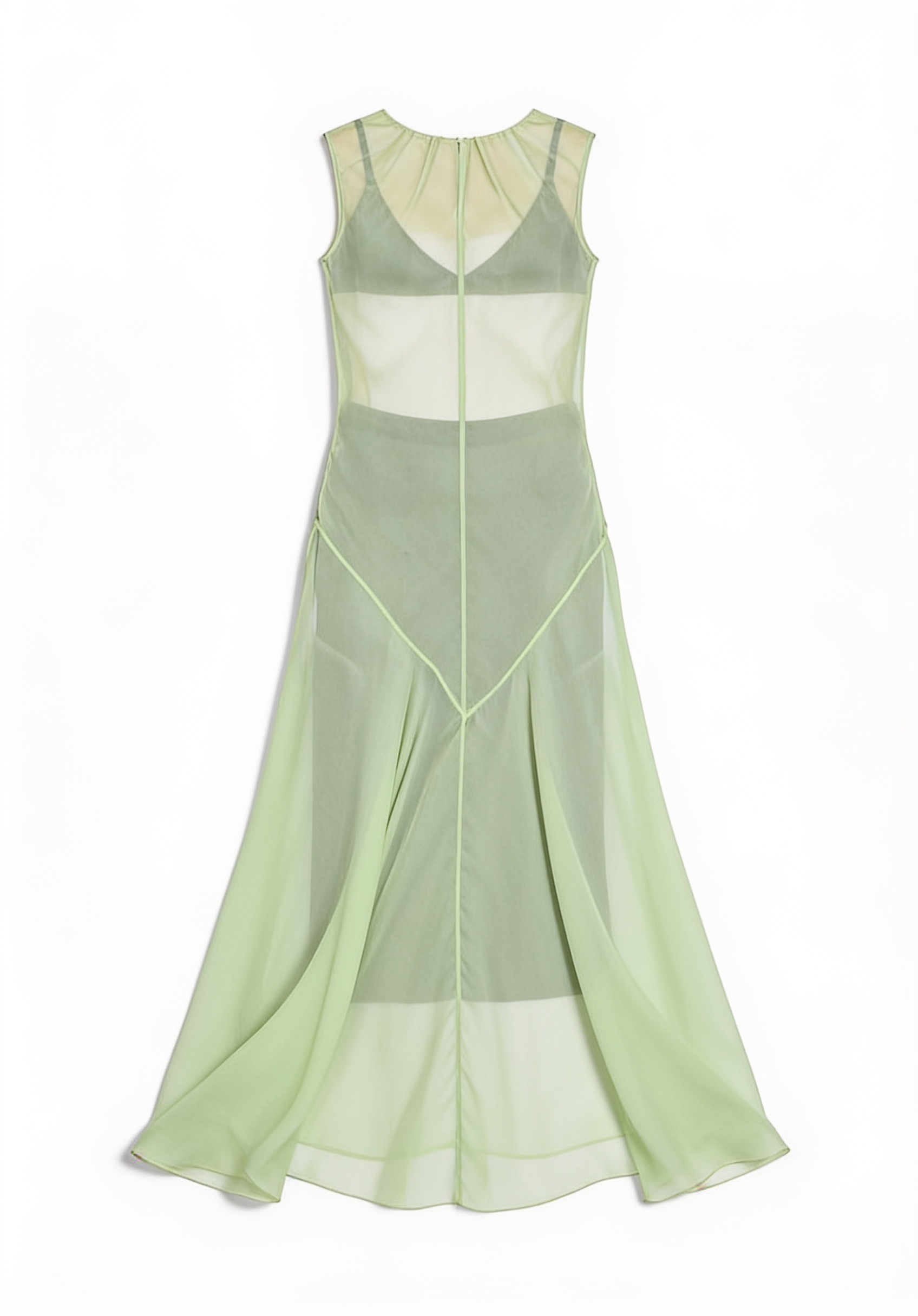 Sheer pale green flowing gown