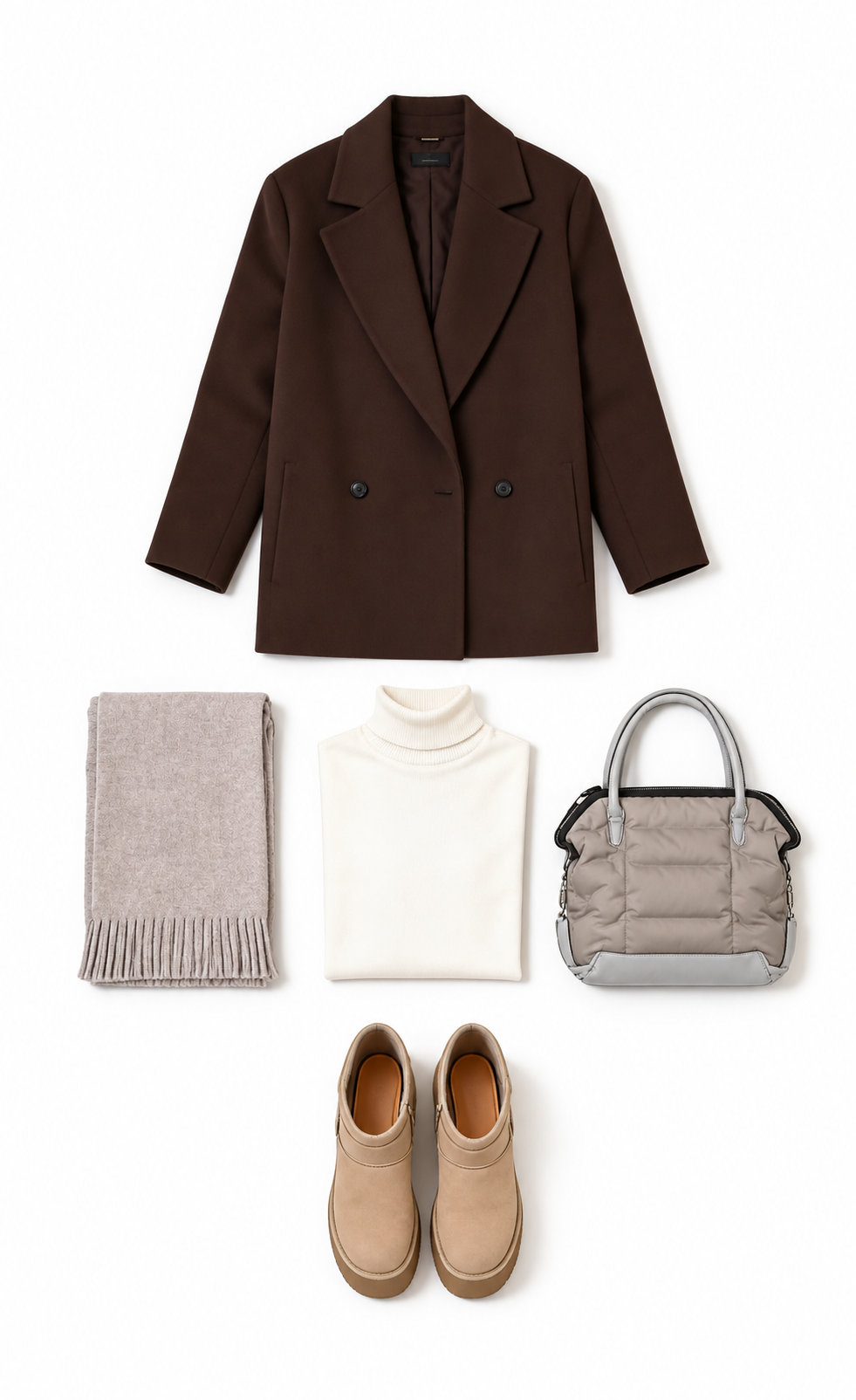 Chocolate coat and cream turtleneck