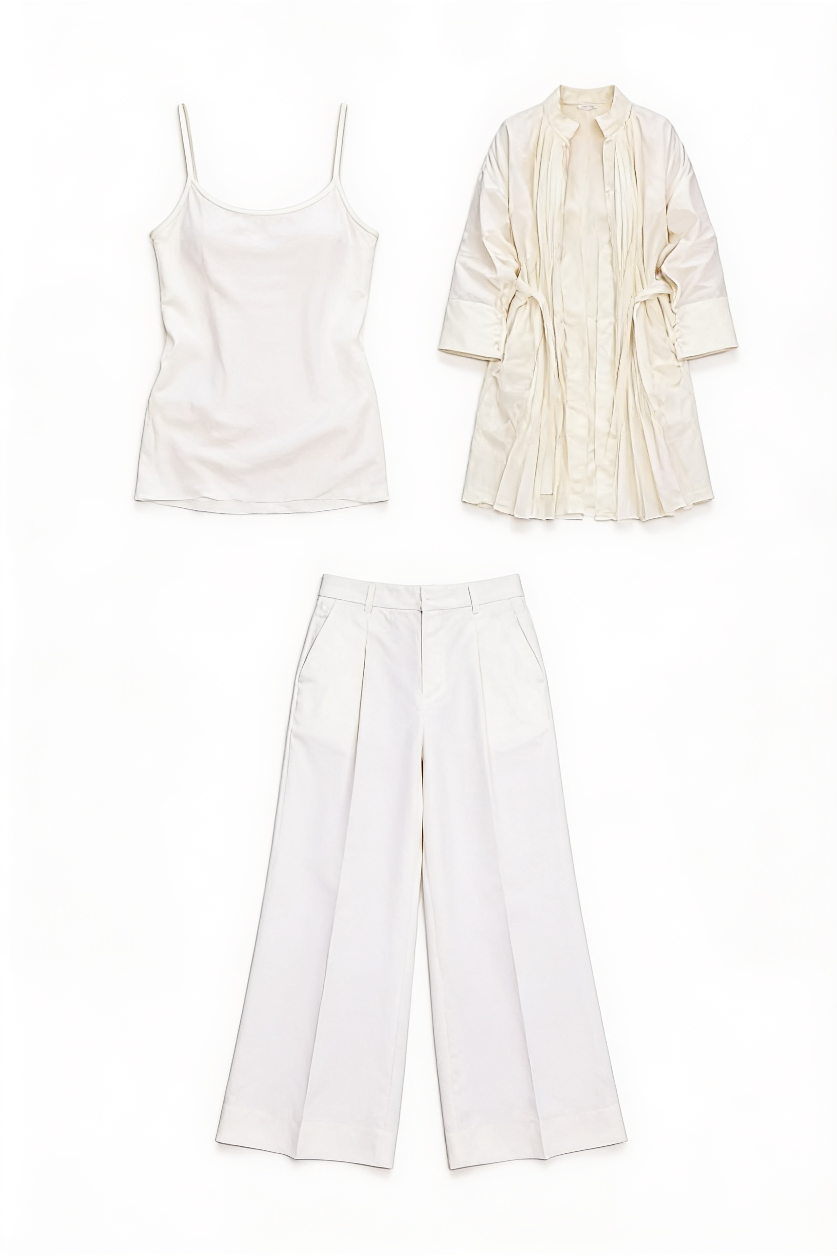 Ivory jacket and wide-leg trousers