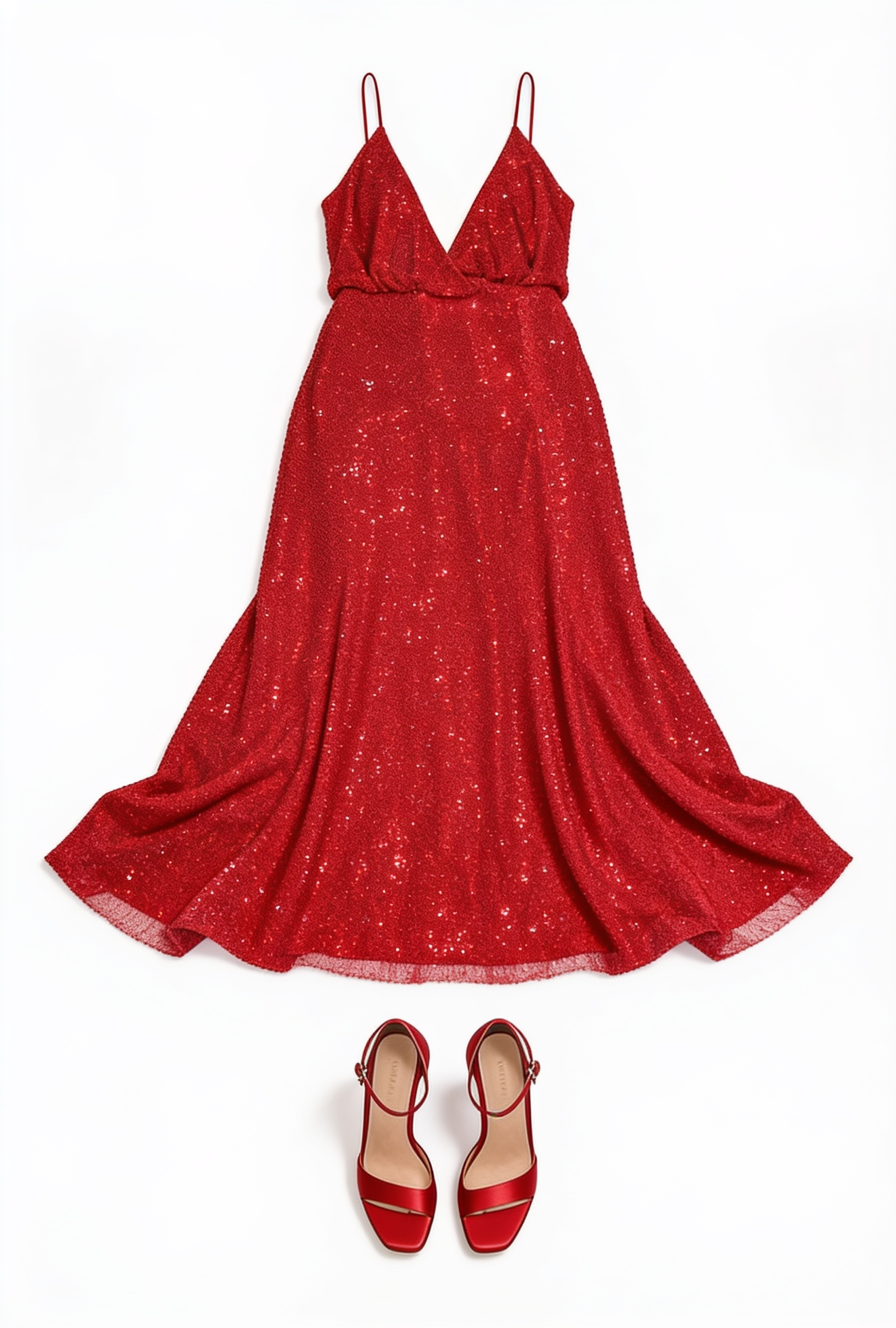 Red sequin halter gown with thigh slit