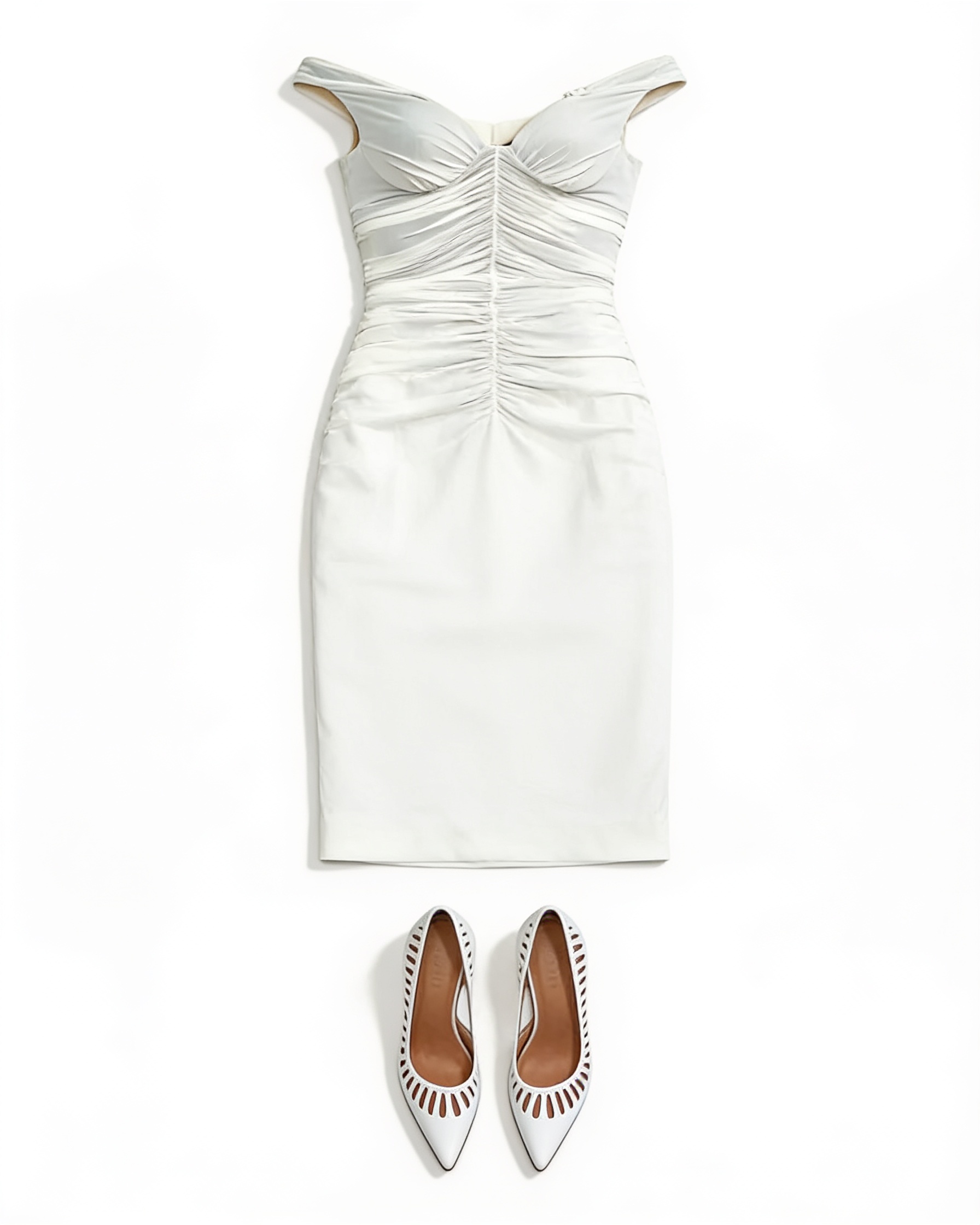 Pale blue off-shoulder midi dress