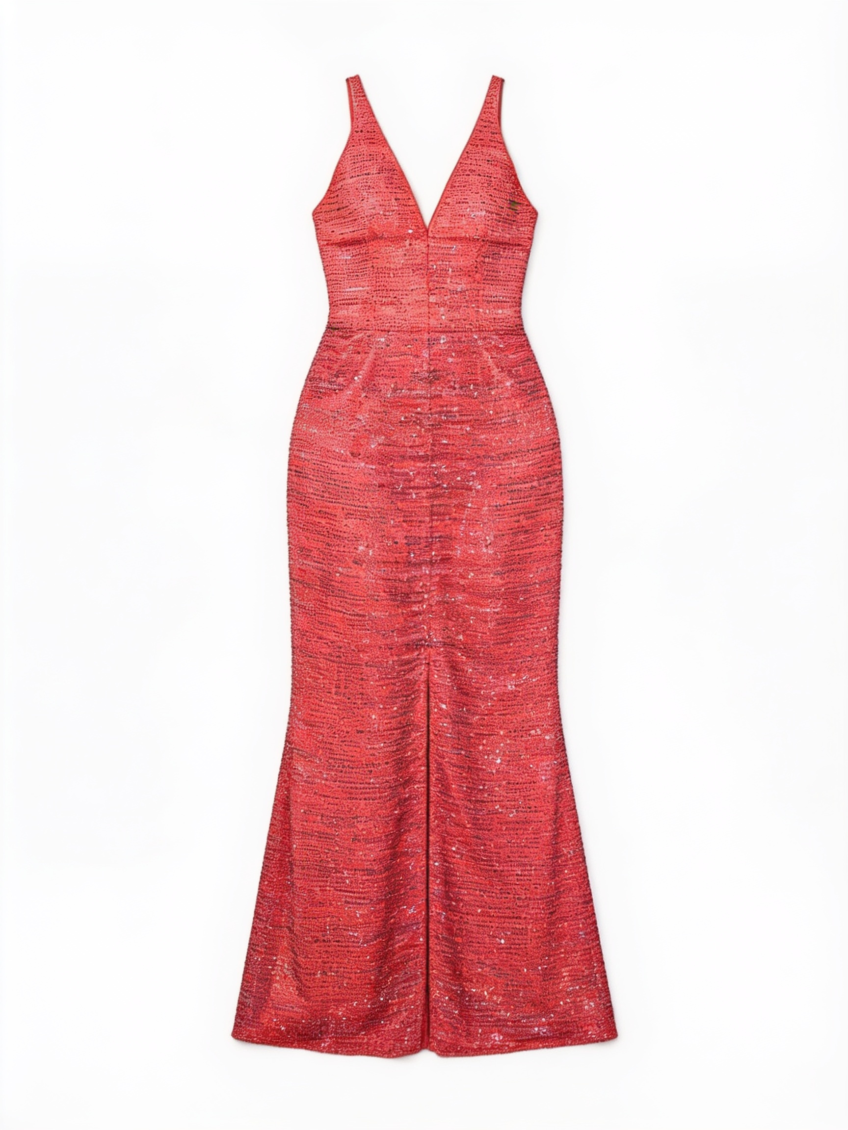 Coral embellished halterneck gown