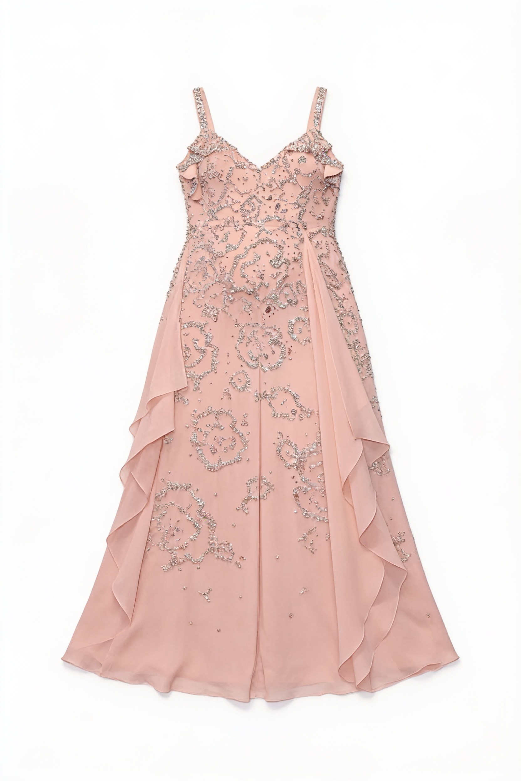 Blush embellished layered gown