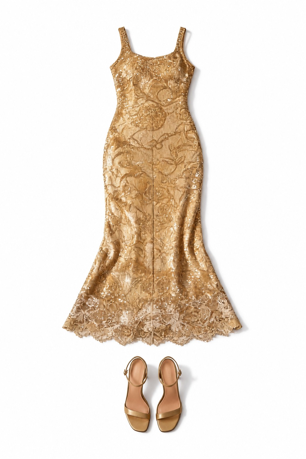 Gold embroidered slip dress