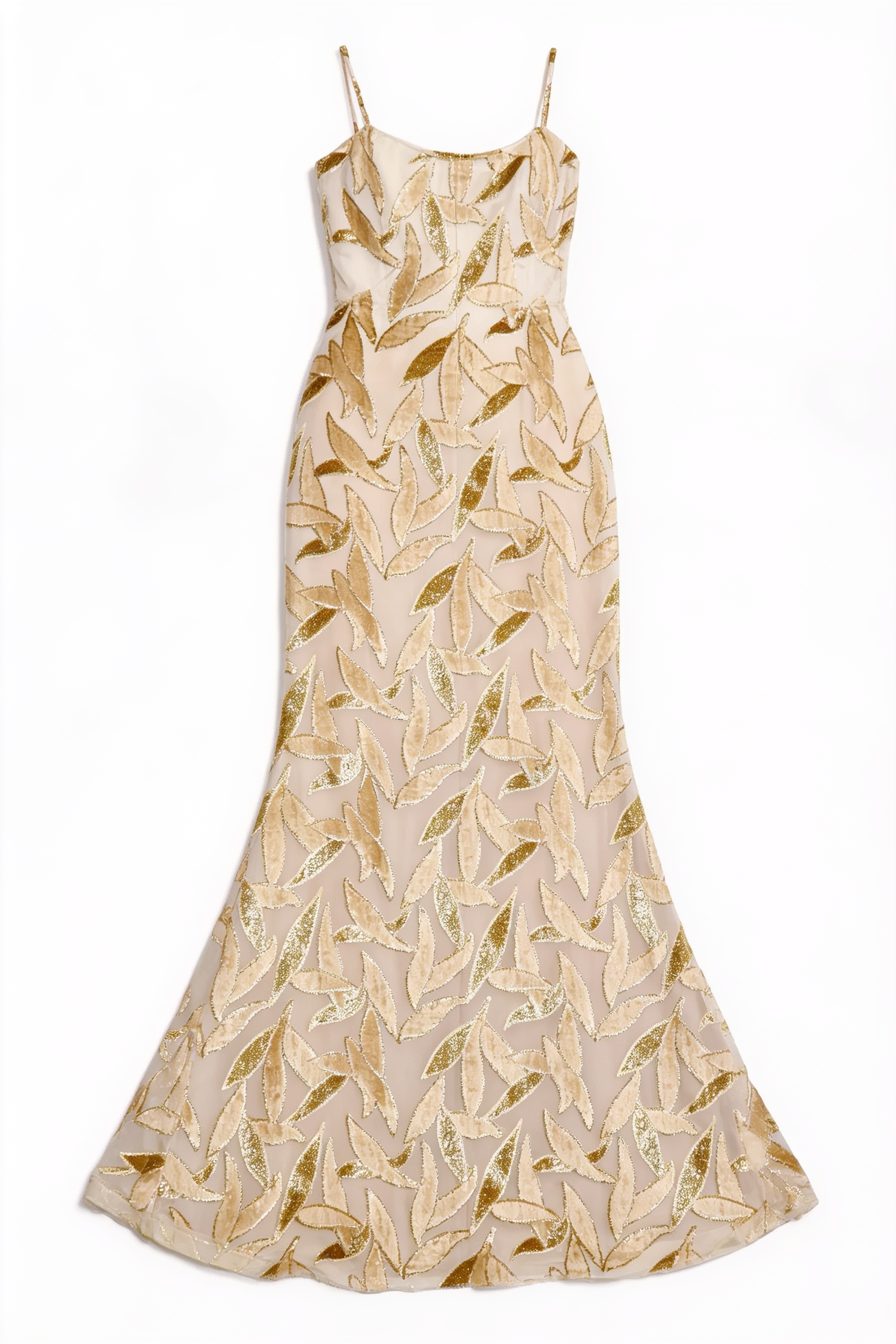 Gold floral slip gown