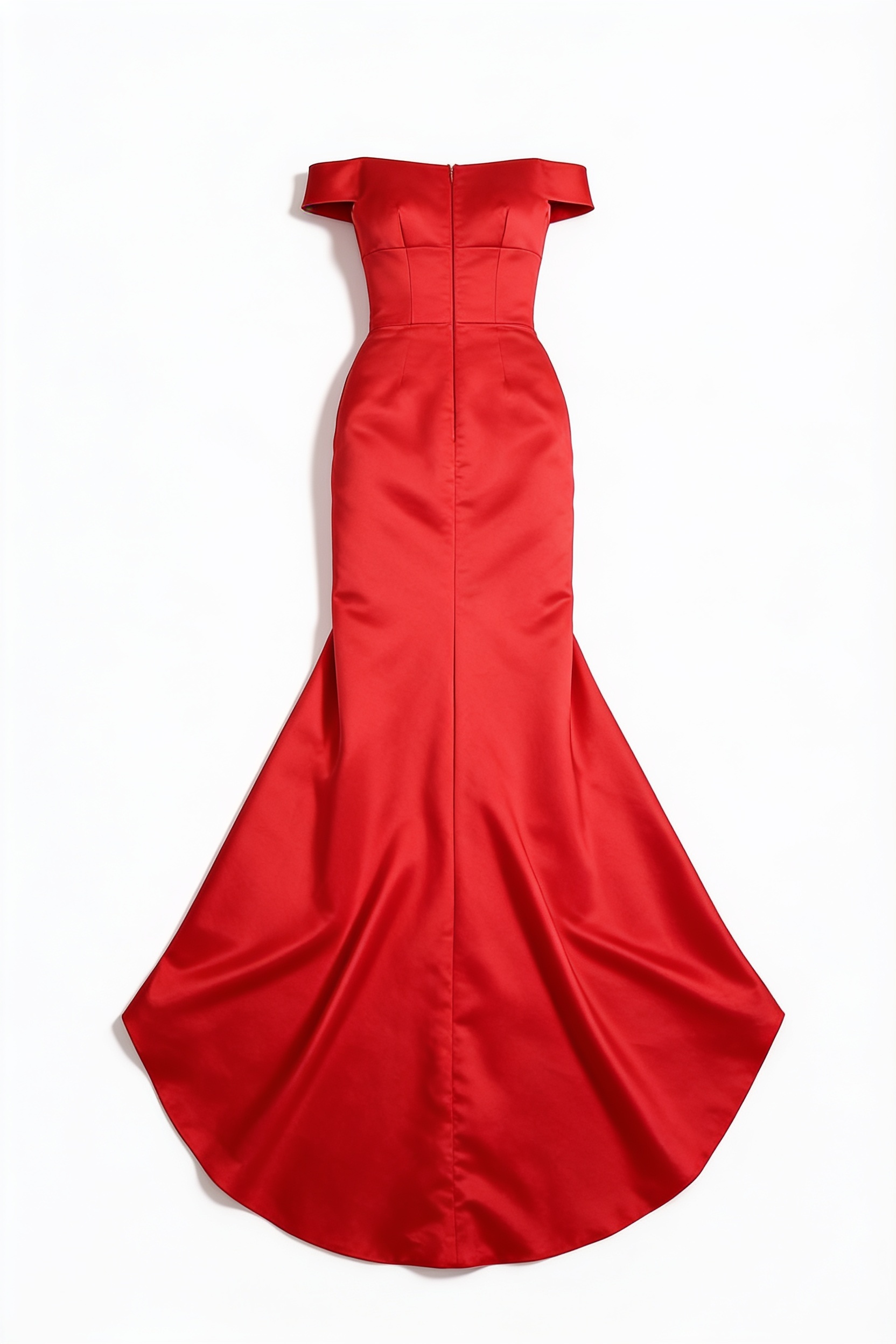 Red off-shoulder mermaid gown