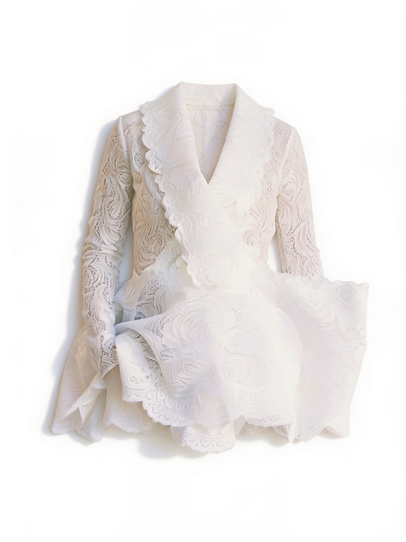 White ruffled lace mini dress