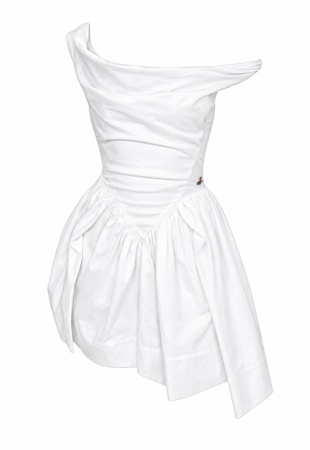 White draped off-shoulder wrap mini dress