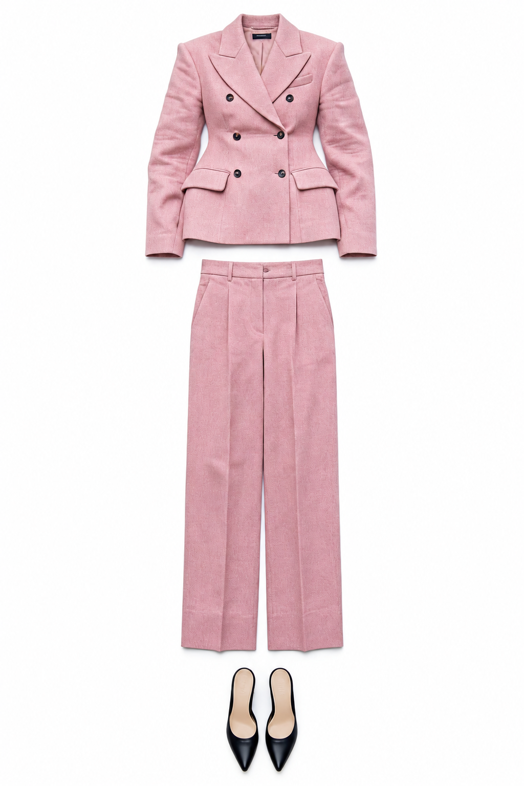 Dusty pink double-breasted trouser suit