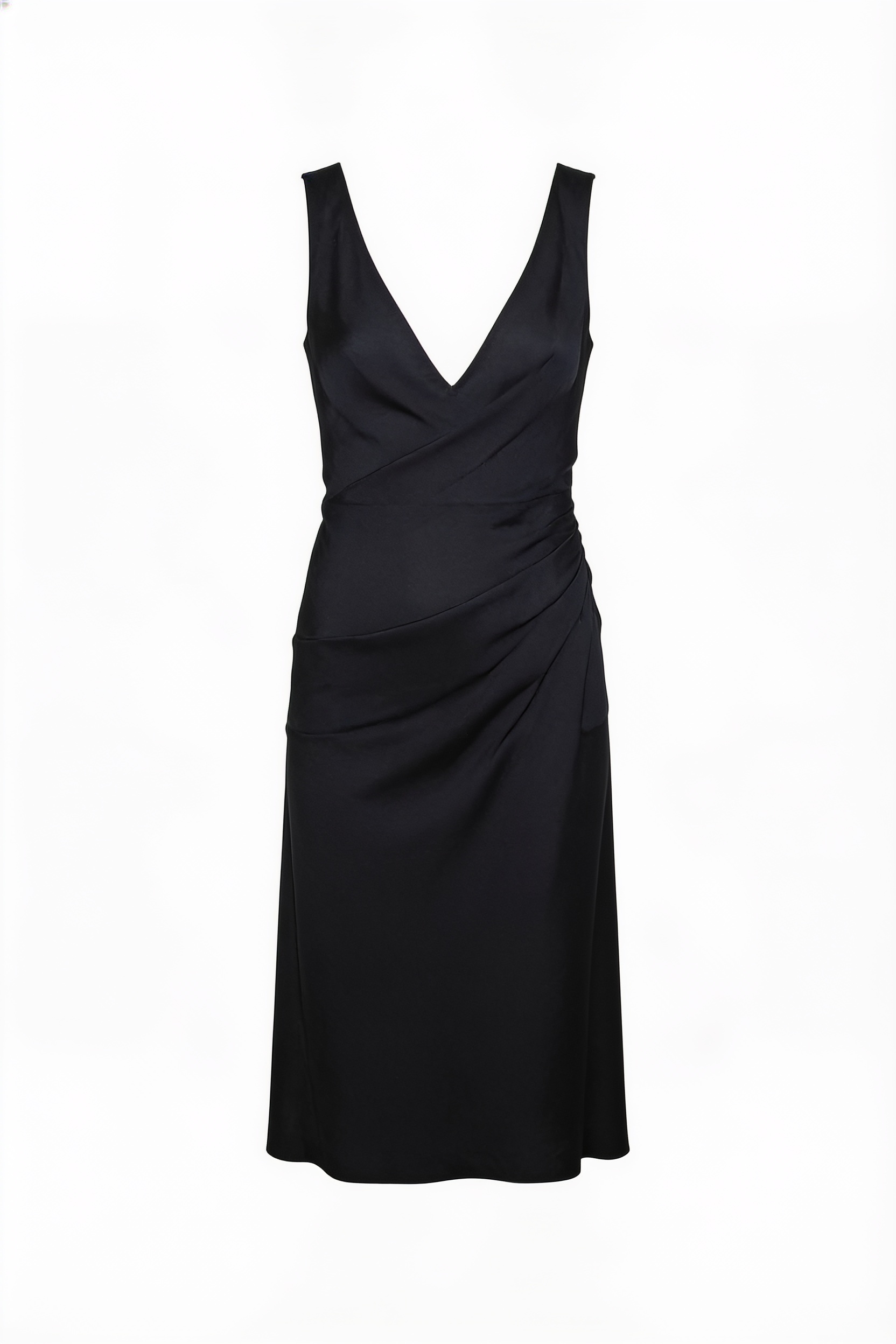 Black draped midi dress