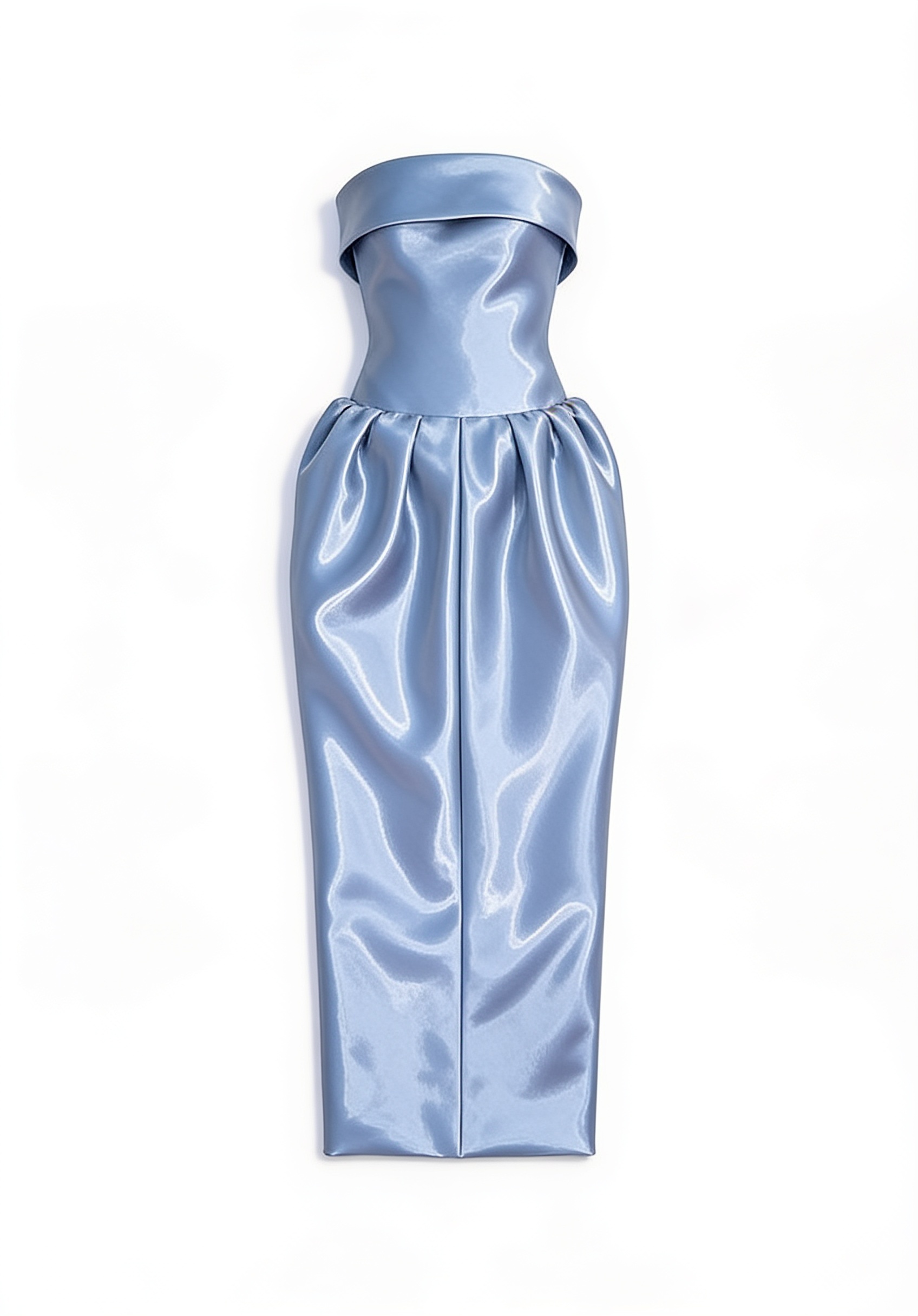 Silver sculptural satin gown