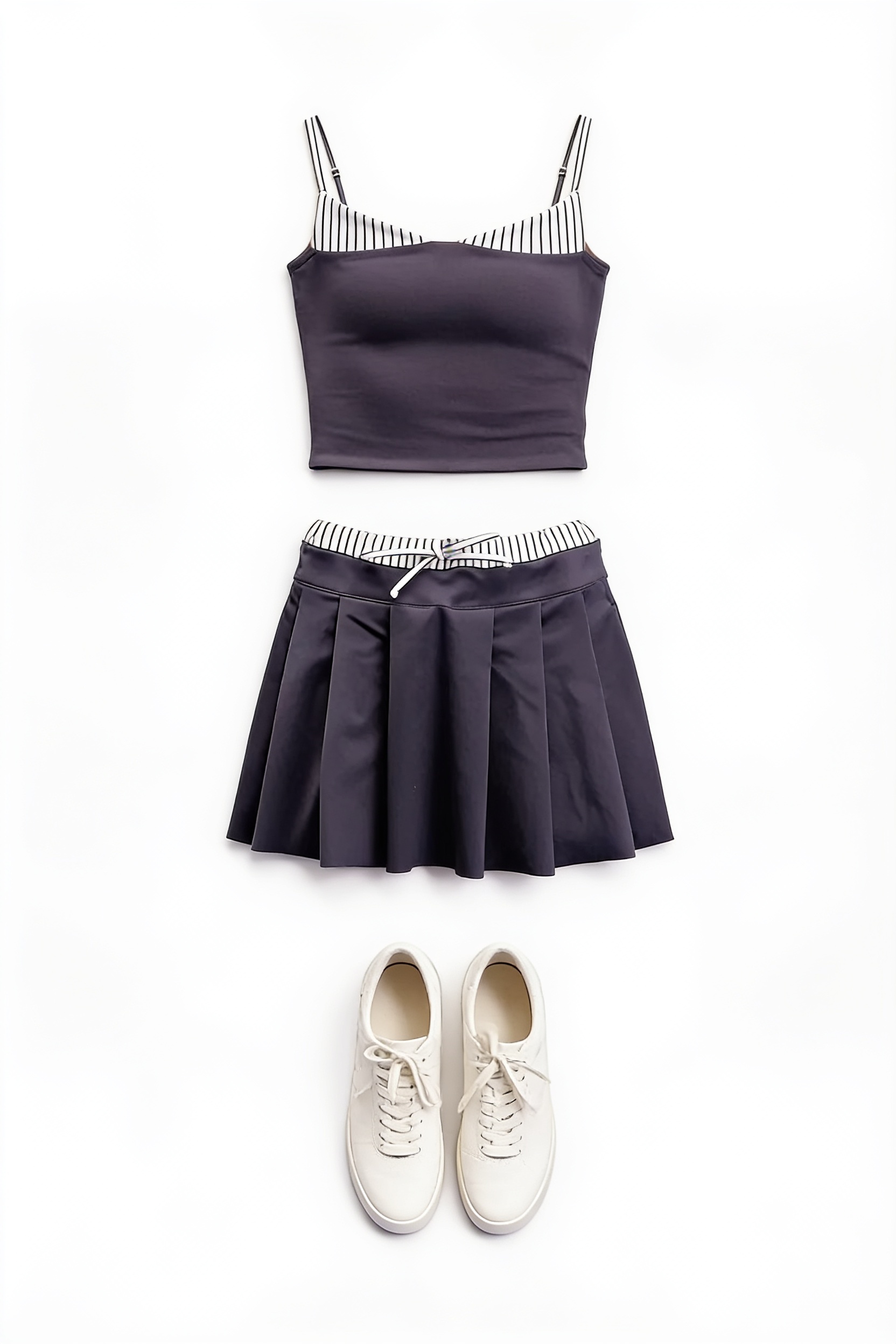 Navy bandeau and pleated tennis skirt