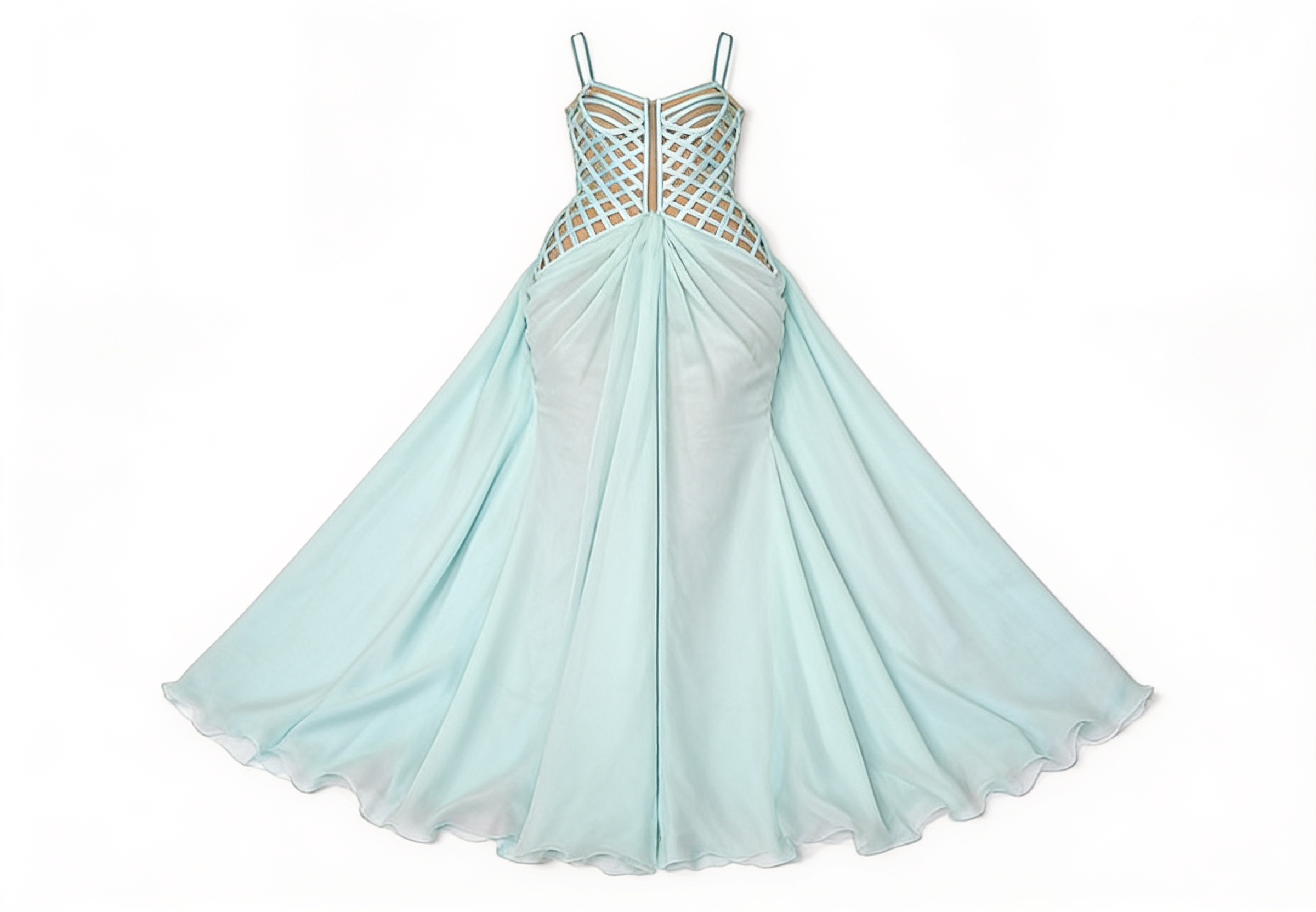 Mint embellished cutout gown