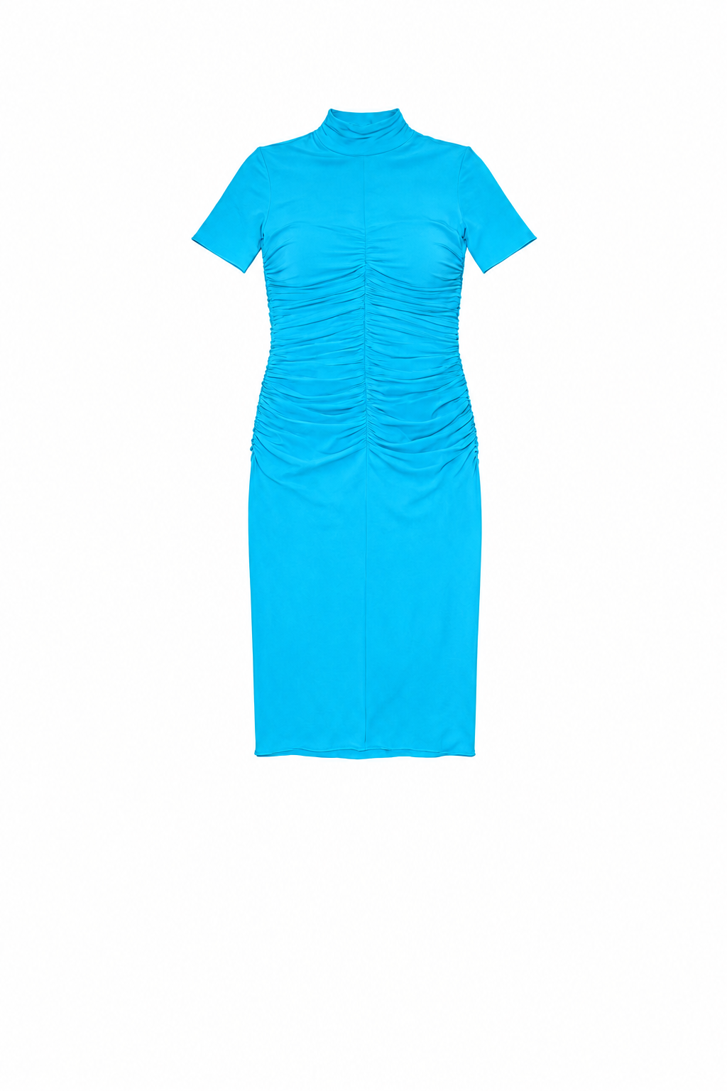 Turquoise ruched midi dress