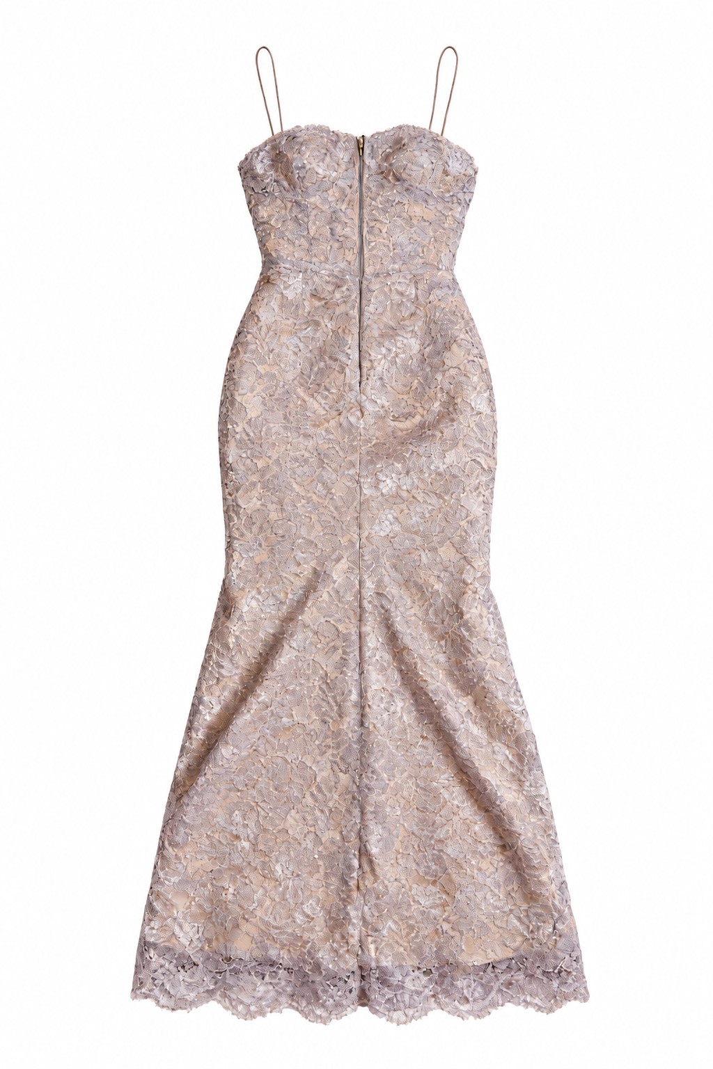 Silver lace slip gown